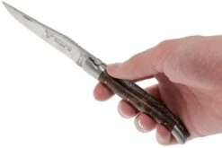 Laguiole En Aubrac 12cm Double Plates, Walnut Burl Limado A Mano, L0712LYI-FSB1 -Luz de Acero AUL0712LYI FSB1 07 laguiole en aubrac aul0712lyi fsb1 07