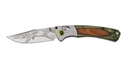 Luz de Acero 36 Benchmade Mini Crooked River Mallard Limited Edition Artist Series 15085-2203, Navaja De Caza, Casey Underwood Diseño