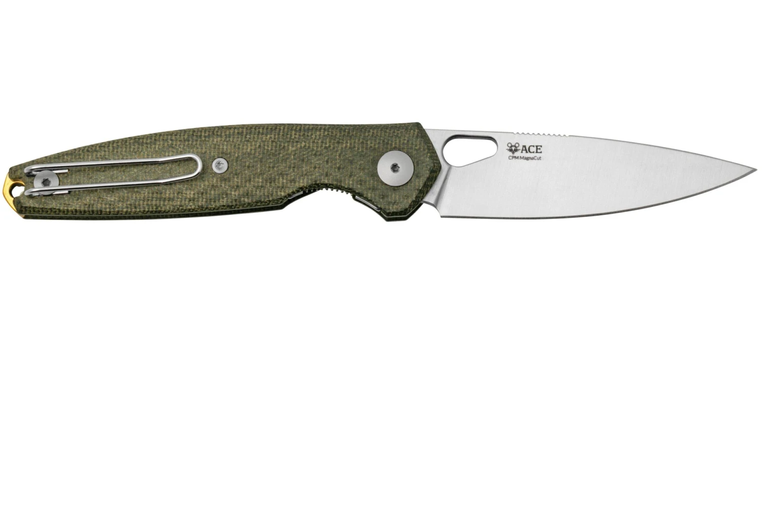 GiantMouse ACE REO Green Canvas Micarta Satin Magnacut, Navaja 4 GiantMouse ACE REO Green Canvas Micarta Satin Magnacut, Navaja - Imagen 2