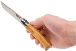 Opinel Navaja No. 8 Luxury Range, Acero Inoxidable, Madera De Olivo -Luz de Acero OP002023 07 opinel op002023 07