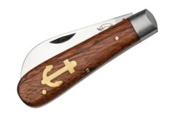 Otter Anchor Knife 174 Small Carbon, Sapeli, Brass Anchor, Navaja -Luz de Acero OR174 04 otter