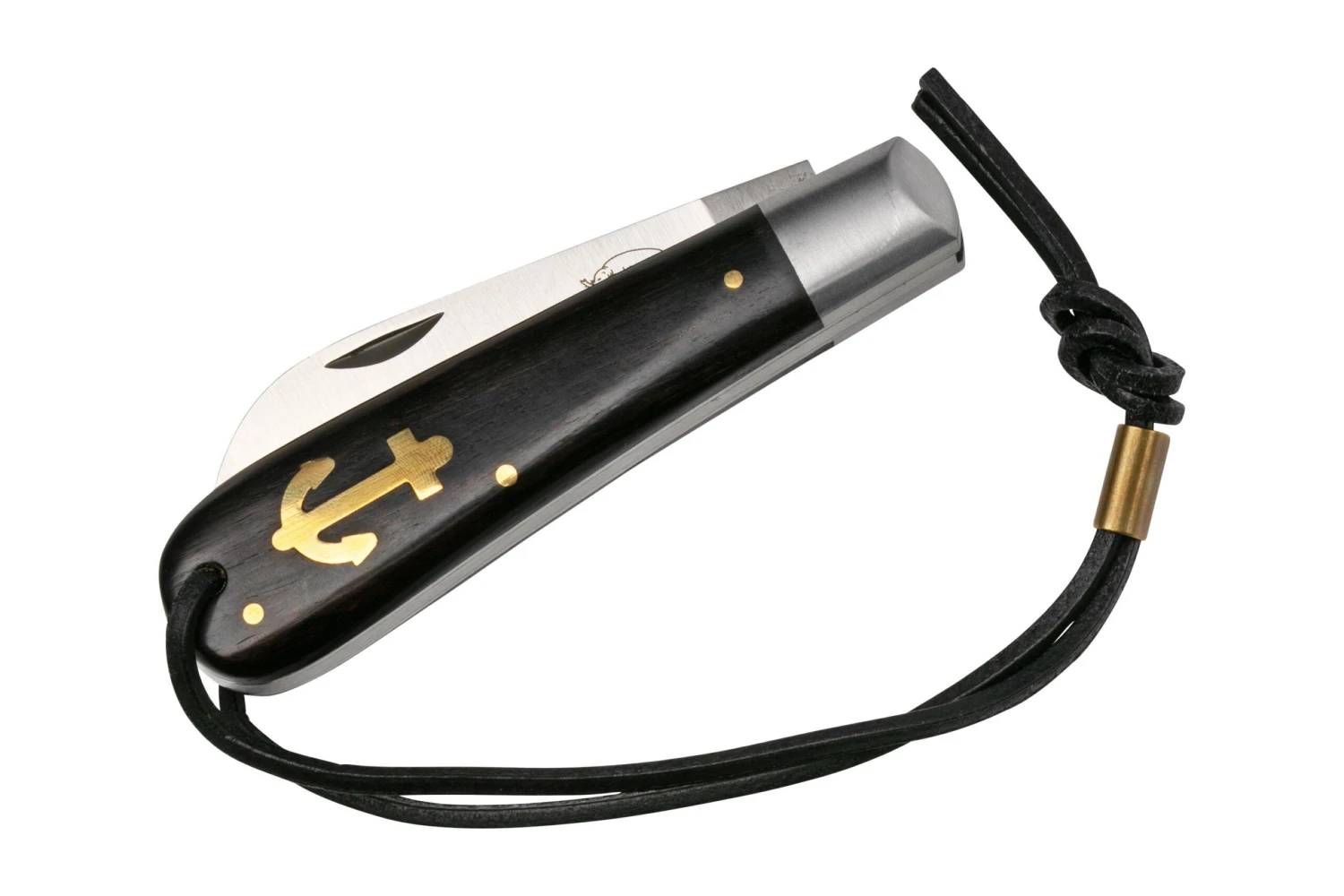 Otter Anchor Knife SET 173 Large Stainless, Grenadilla, Brass Anchor, Leather Strap Navaja 8 Otter Anchor Knife SET 173 Large Stainless, Grenadilla, Brass Anchor, Leather Strap Navaja - Imagen 6