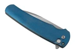 Pro-Tech Malibu Mike Irie Custom 2023, Blue Titanium Handle, Gold Lip Pearl Button, Wharncliffe Blade, Navaja -Luz de Acero PH2023MalibuCustom001 06 protech