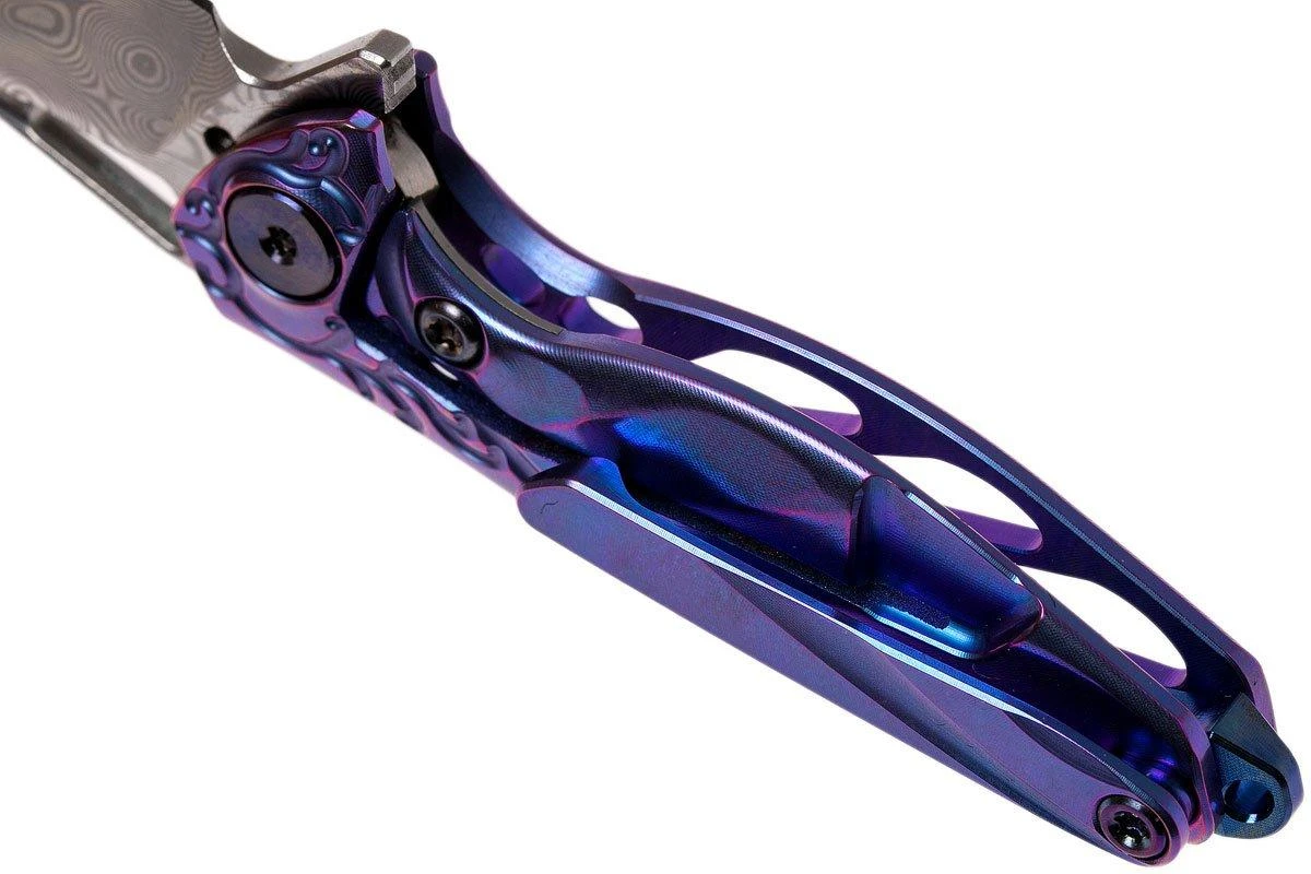 Rike Mini Hummingbird Navaja Damascus, Azul 7 Rike Mini Hummingbird Navaja Damascus, Azul - Imagen 5