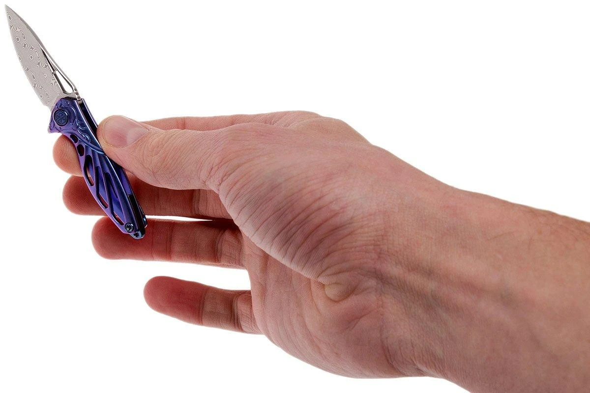 Rike Mini Hummingbird Navaja Damascus, Azul 10 Rike Mini Hummingbird Navaja Damascus, Azul - Imagen 8