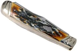 Rough Ryder Trapper Cinnamon Stag RR2155 Damascus Navaja Slipjoint -Luz de Acero RY2155 04 rough ryder