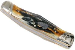 Rough Ryder Small Moose Cinnamon Stag RR2157 Damascus Navaja Slipjoint -Luz de Acero RY2157 04 rough ryder