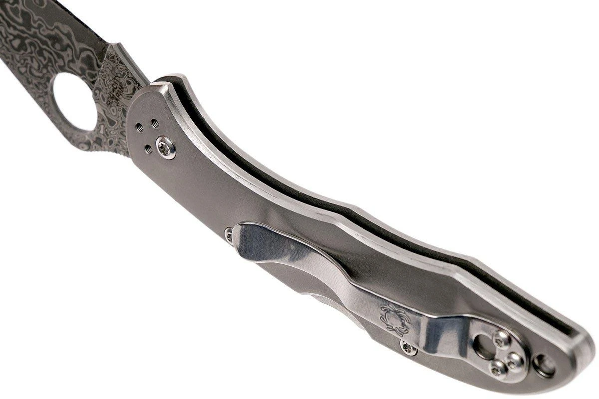 Spyderco C11TIPD Delica 4 Titanium Damascus Navaja 7 Spyderco C11TIPD Delica 4 Titanium Damascus Navaja - Imagen 5