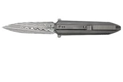 WE Knife Diatomic WE22032-DS1 Gray Bead Blast Titanium, Hakkapella Damasteel Single Edge Navaja